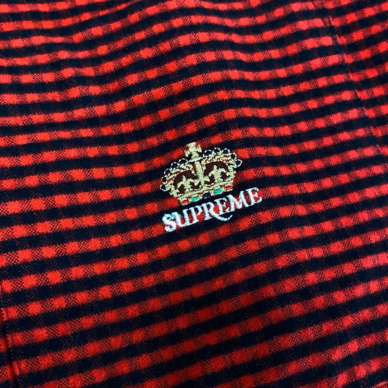 81h7《美品》 SUPREME シュプリーム 24SS Loose Fit Flannel Oxford shirt ルーズフィット フランネルシャツ 長袖 Mサイズ レッド コットン メンズo07t
