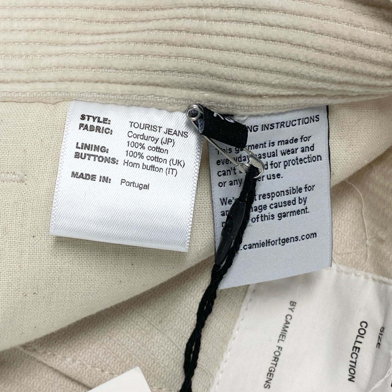24c14 CAMIEL FORTGENS カミエルフォートヘンス TOURIST JEANS CORDUROY コーデュロイパンツ タグ付き コットンパンツ XS オフホワイト コットン100%