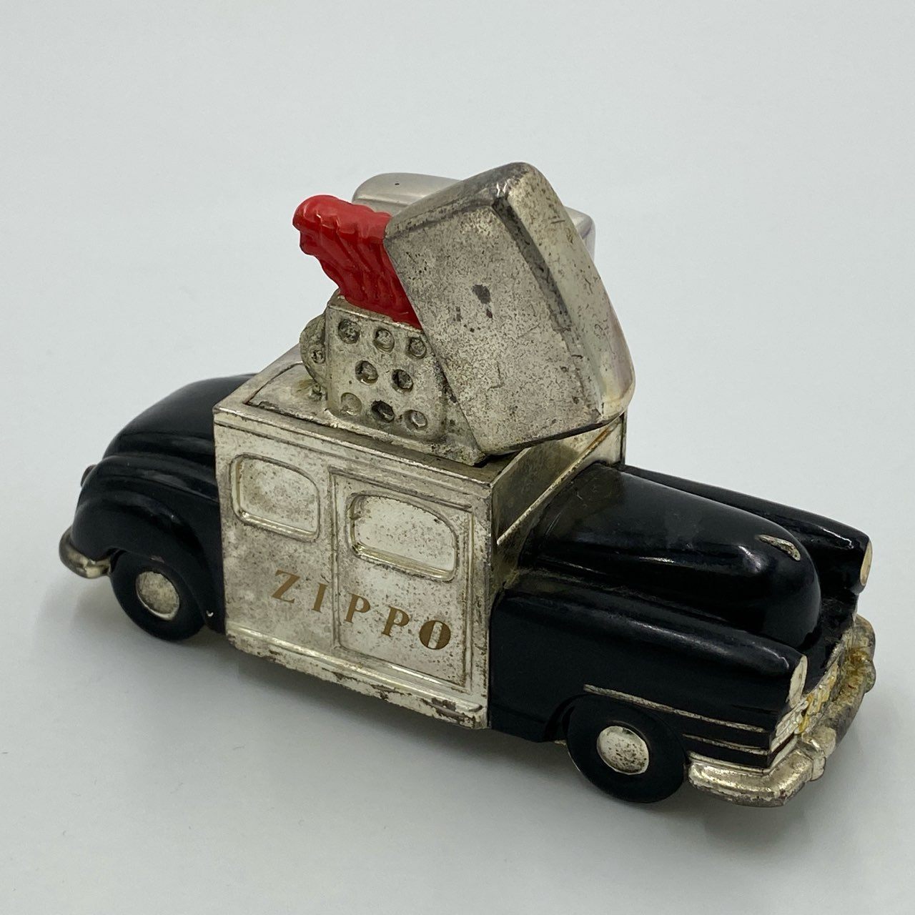 h21 ZIPPO ジッポ オイルライター × 車型ケース Vintage ヴィンテージ シルバー 喫煙具 インテリアt18r