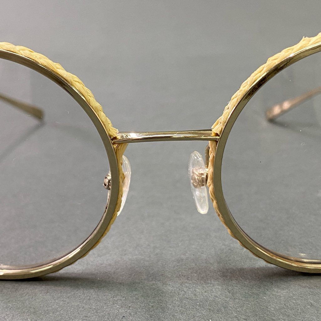 d6 CHANEL シャネル Raffia ラウンド アイウェア 丸メガネ 4250 ゴールドフレーム 眼鏡 サングラス