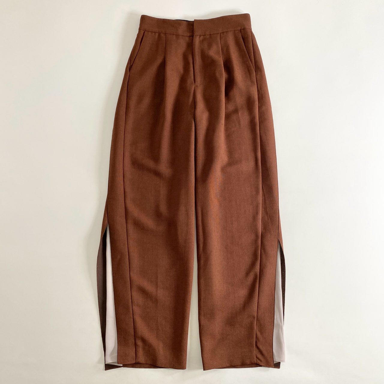 44i13 ADORE アドーア ギマオックスサイドシフォンパンツ ワイドパンツ 531-2230607 サイズ36 赤茶色 ポリエステル100%