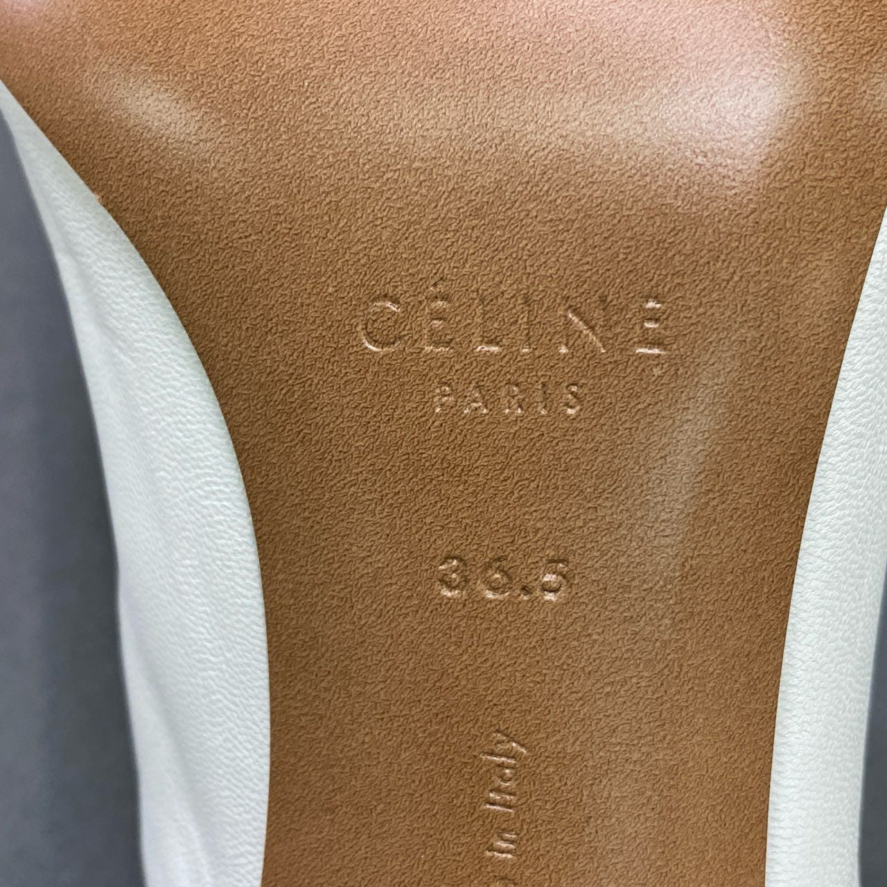 2c26 《未使用品》定価¥113400 CELINE セリーヌ アンクルストラップ ブーティ サンダル 36.5 ホワイト レザー シューズ イタリア製