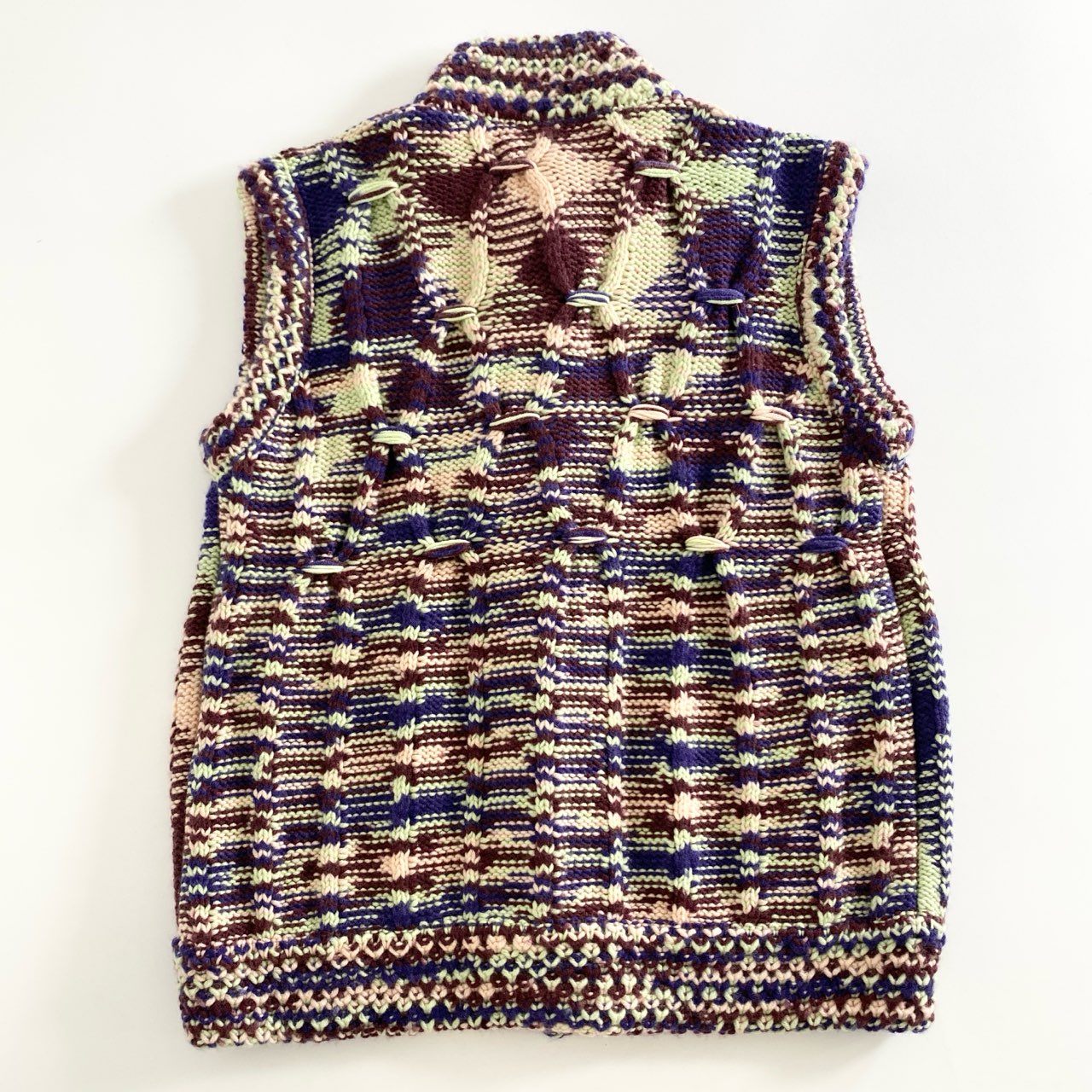 37d22 【美品】 伊製 MISSONI ミッソーニ 46 マルチカラー カシミヤ100%ニット ニットベスト カシミヤニット レディース 婦人服