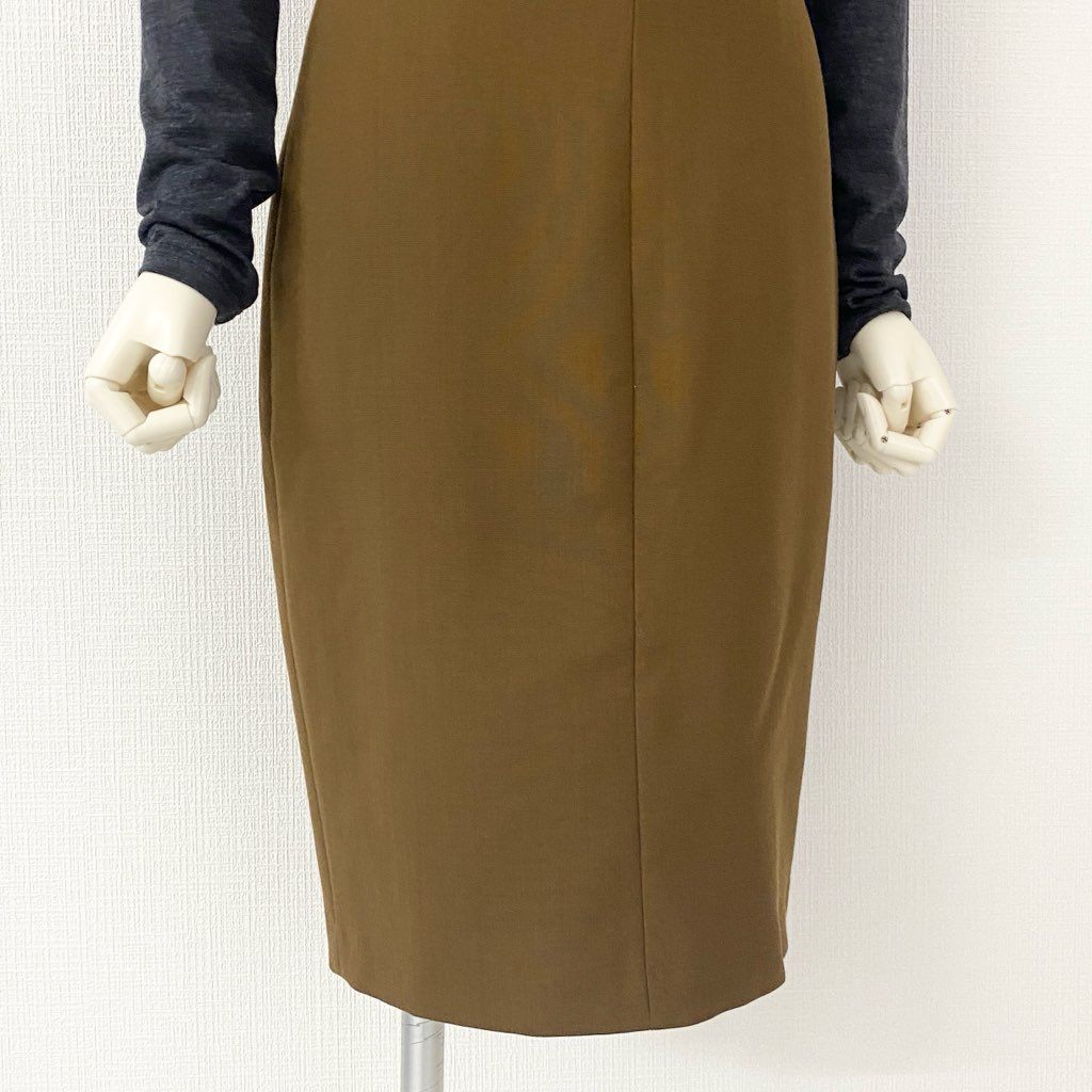 52h13 《未使用保管品》定価¥91,000 Max Mara マックスマーラ 袖切替 ウールワンピース 38 グレー ブラウン ドレス イタリア製