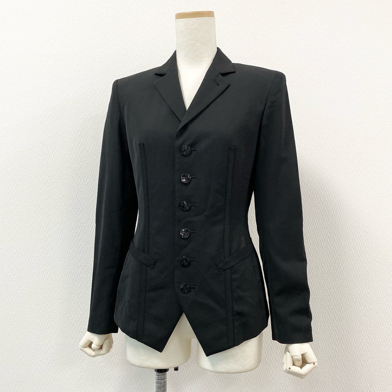 57h4 Jean Paul GAULTIER ジャンポールゴルチエ レースアップ テーラードジャケット 薄手 デザイン◎ サイズ40 ブラック レディース