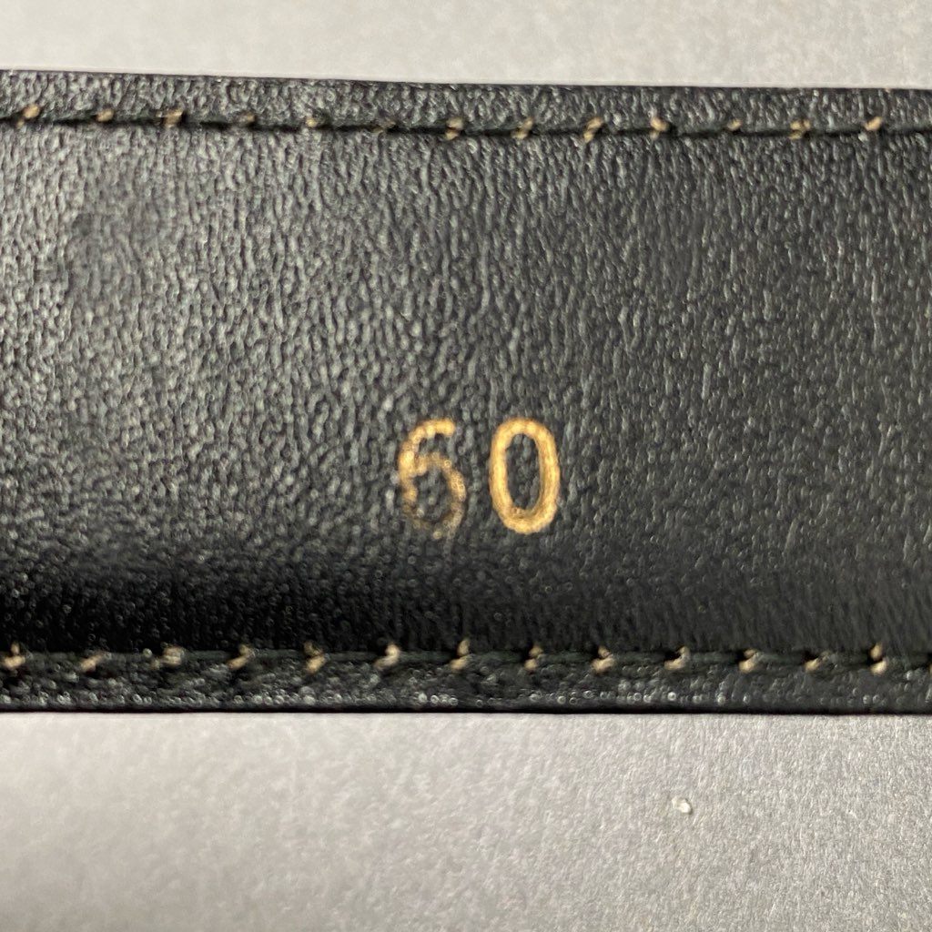 7f23 CELINE セリーヌ 馬車金具 レザーベルト 60 ブラック ゴールド Leather Belt