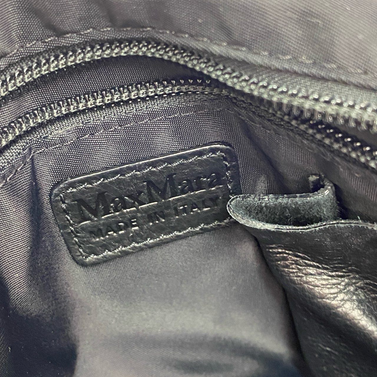Gb12 Max Mara マックスマーラ 2WAY ショルダーバッグ ブラック ナイロン レザー ハンドバッグ 鞄 イタリア製