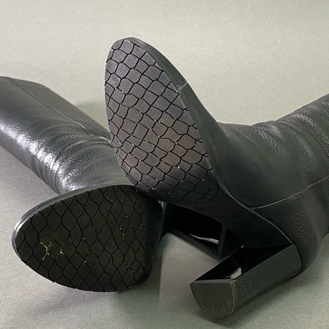 2f23 《美品》 JIMMY CHOO ジミーチュウ 本革 レザーロングブーツ 35 ブラック Leather シューズ イタリア製 女性靴