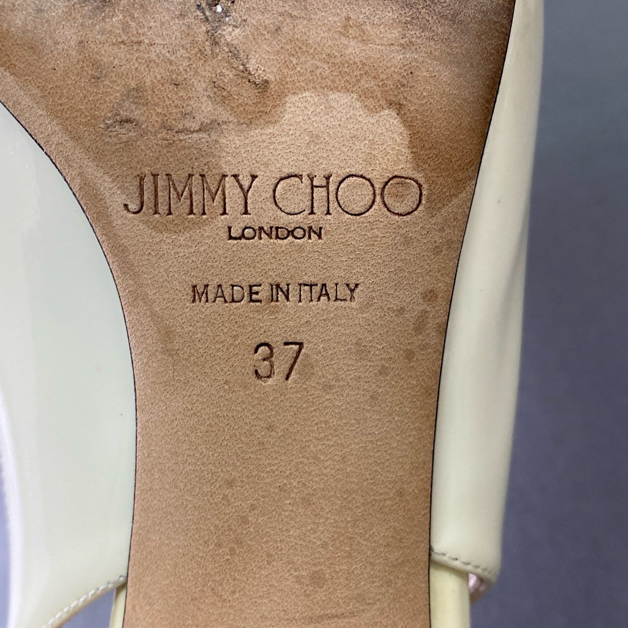 5j10 JIMMY CHOO ジミーチュウ ERIN 60 ストラップ エナメルパンプス 37 ホワイト パテントレザー スリングバック シューズ ミュール イタリア製