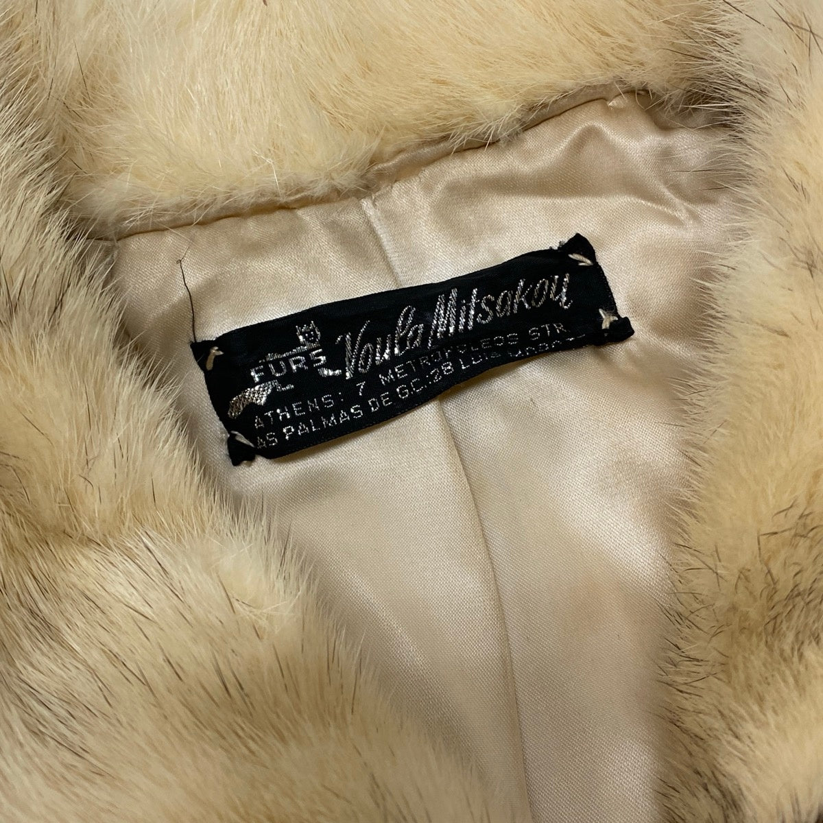 44i24 クロスミンク ファーコート サイズF アイボリー 本毛皮 Cross Mink Fur Coat リアルファーt18r