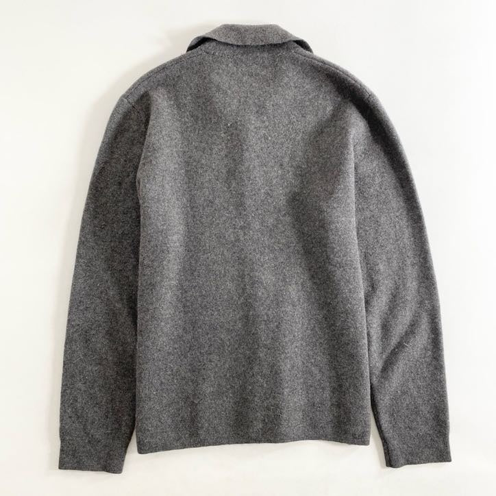 5i4 HERMES エルメス 襟付き カシミヤニットトップ セーター S グレー CASHMERE 100% イタリア製