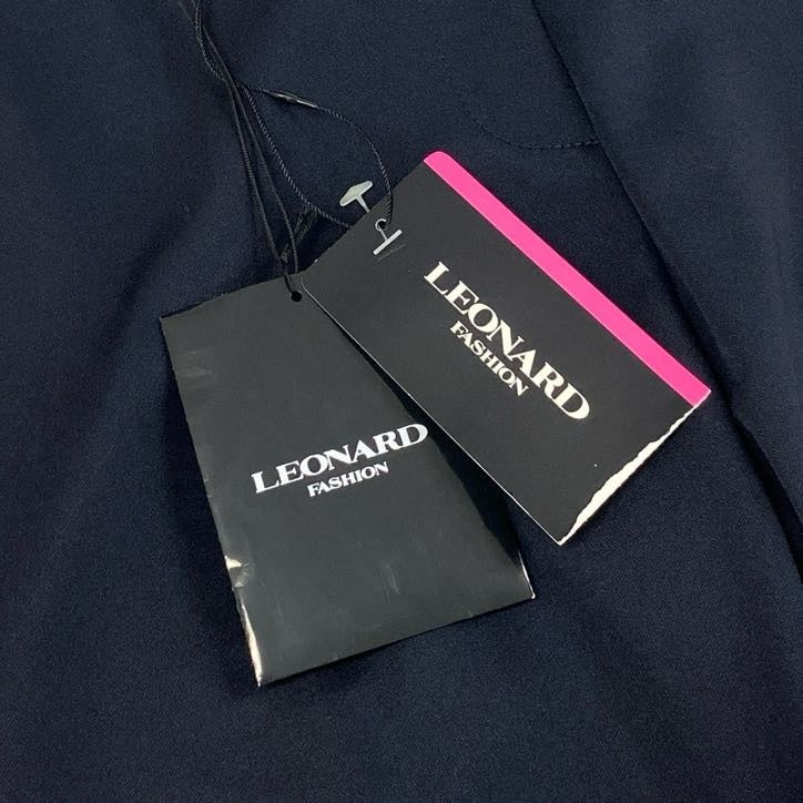 80g23 LEONARD レオナール スラックスパンツ オールストレッチ 無地 ウエストゴム レディース 女性用 0383461 44 ブラック