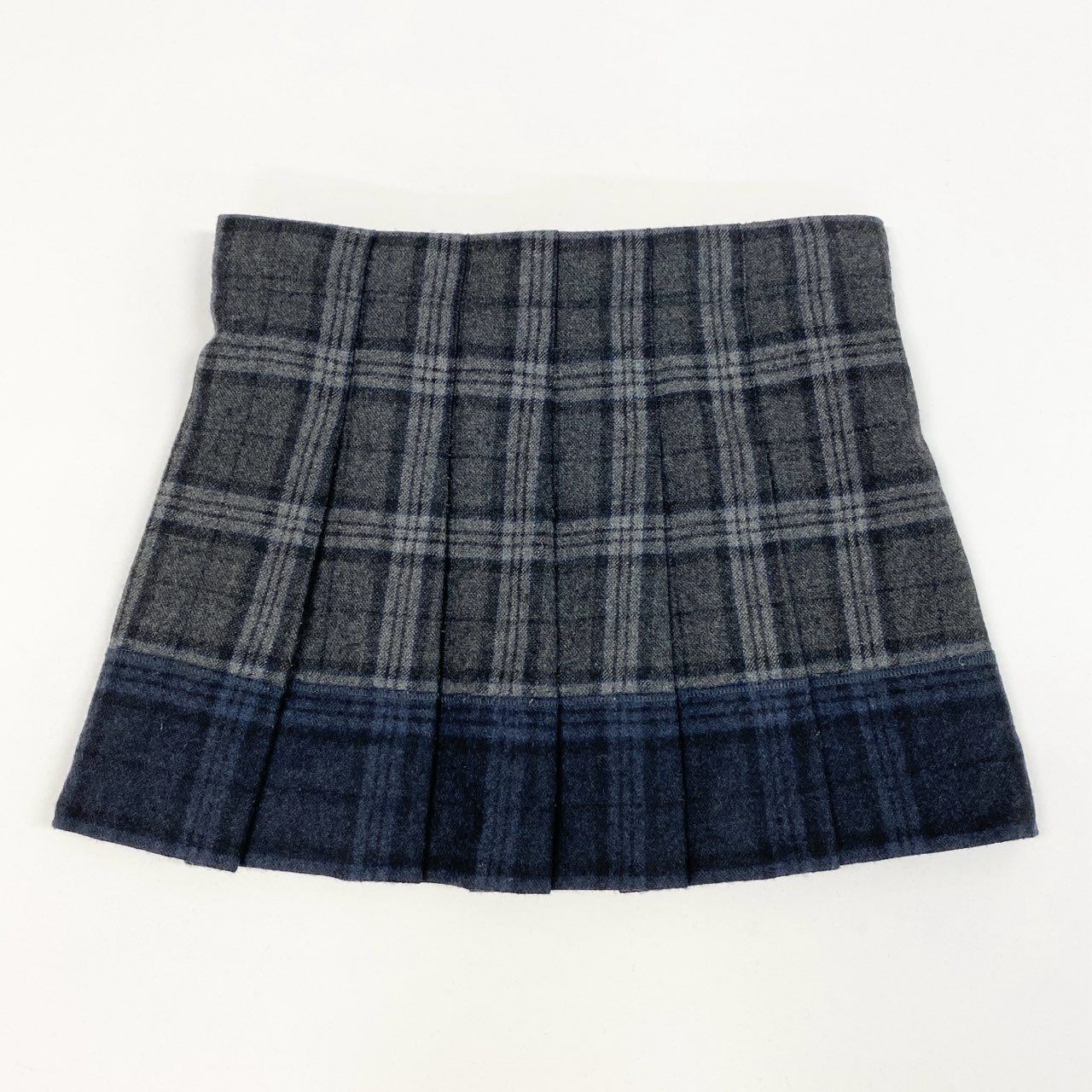 68j15 Loro Piana ロロピアーナ プリーツスカート チェックスカート 巻きスカート ウール×シルク イタリア製 36サイズ グレー系 キッズ レディースu02t