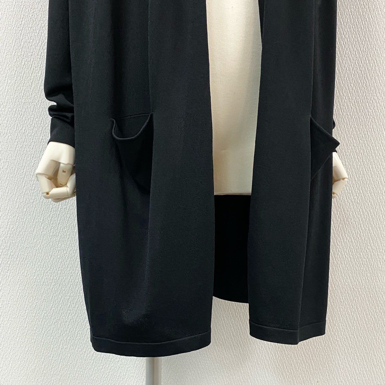 32i9 【美品】 MORABITO モラビト 長袖カーディガン ニットカーディガン セミロング丈 レディース 女性用 9049-52313 38 ブラック レーヨン ナイロンu02t