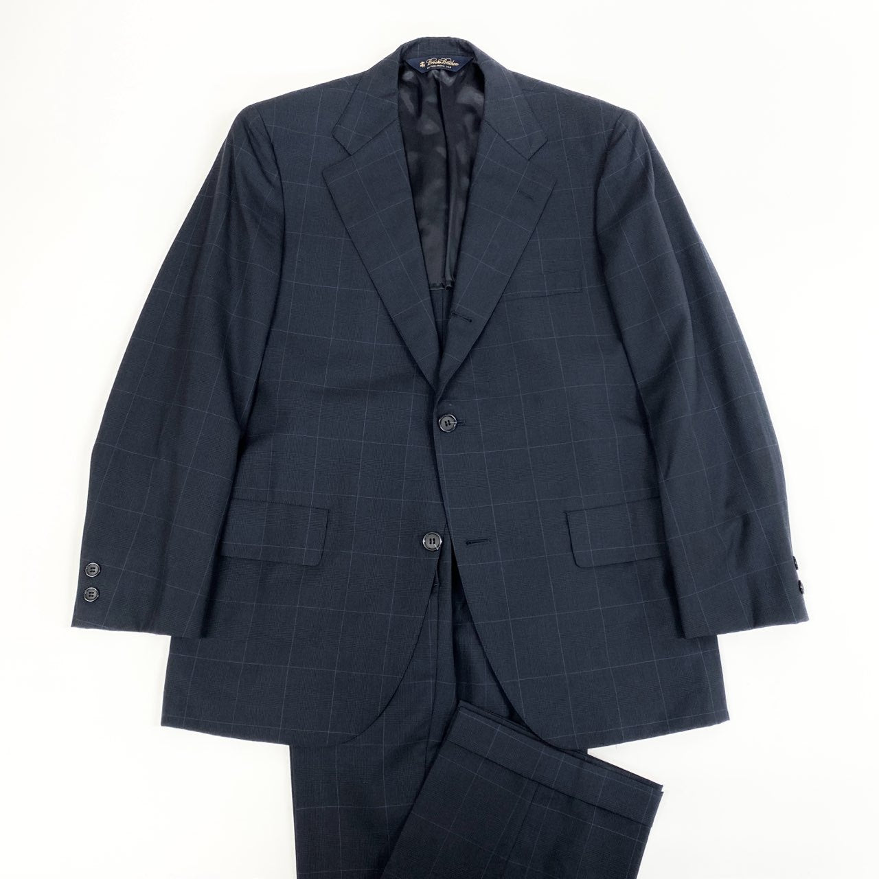 79j9 《美品》Brooks Brothers ブルックスブラザーズ スーツセットアップ 3釦スーツ ビジネス フォーマル テーラード スラックス 38サイズ ネイビー ブルー メンズo07t