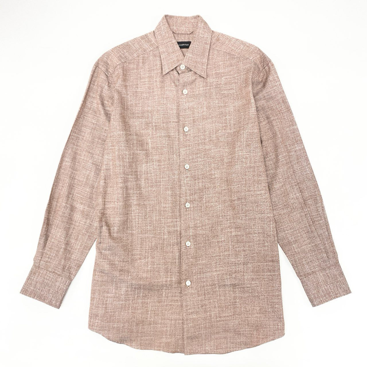34i18《極美品》 Ermenegildo Zegna エルメネジルドゼニア 長袖シャツ ドレスシャツ トップス CAMICIA GOMLEX サイズS ボルドー系 コットン メンズu02t