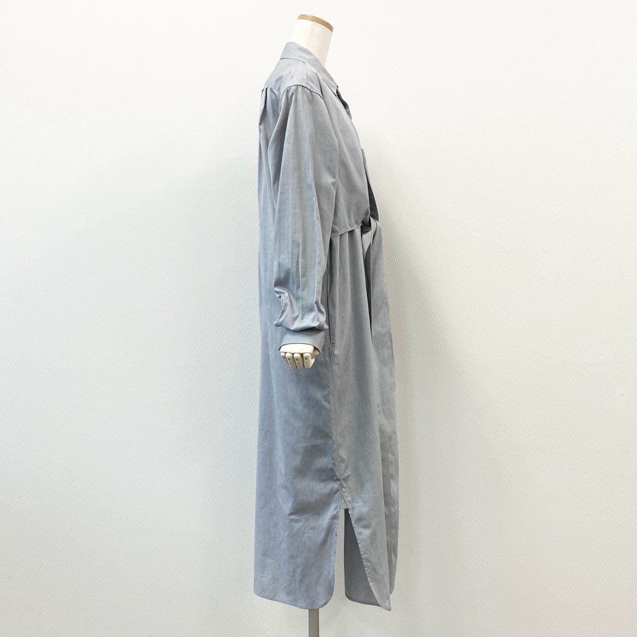 56f5 《未使用品》タグ付 FUMIKA UCHIDA フミカウチダ オックスフォードカシュクールワンピース 長袖シャツワンピース ドレス FU-N-SH005 36 グレー コットン