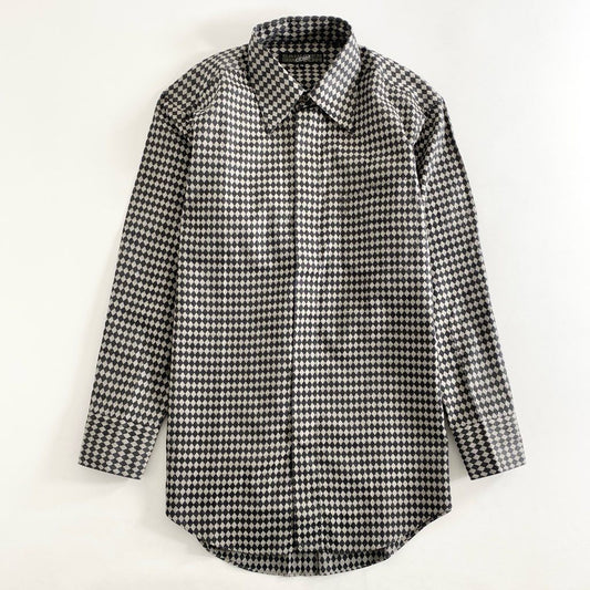 52f20 GAULTIER HOMME objet ジャンポールゴルチエ 長袖シャツ トップス ダイヤ柄 サイズ48 ブラック×グレー コットン100% メンズ