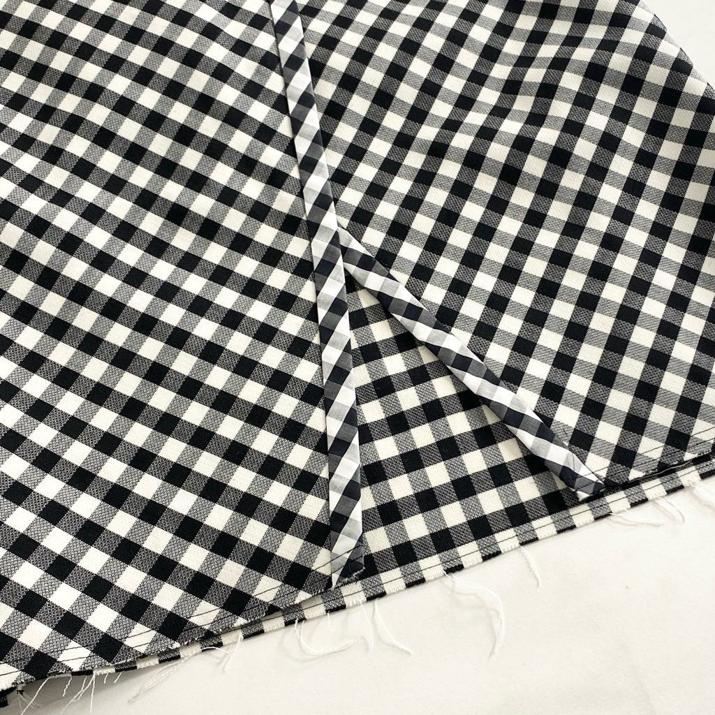 39b6 《美品》 近年モデル☆ COURREGES PARIS クレージュ パリス ギンガムチェック スカート 34 ブラック ホワイト JUPE イタリア製 タグ付き 春夏