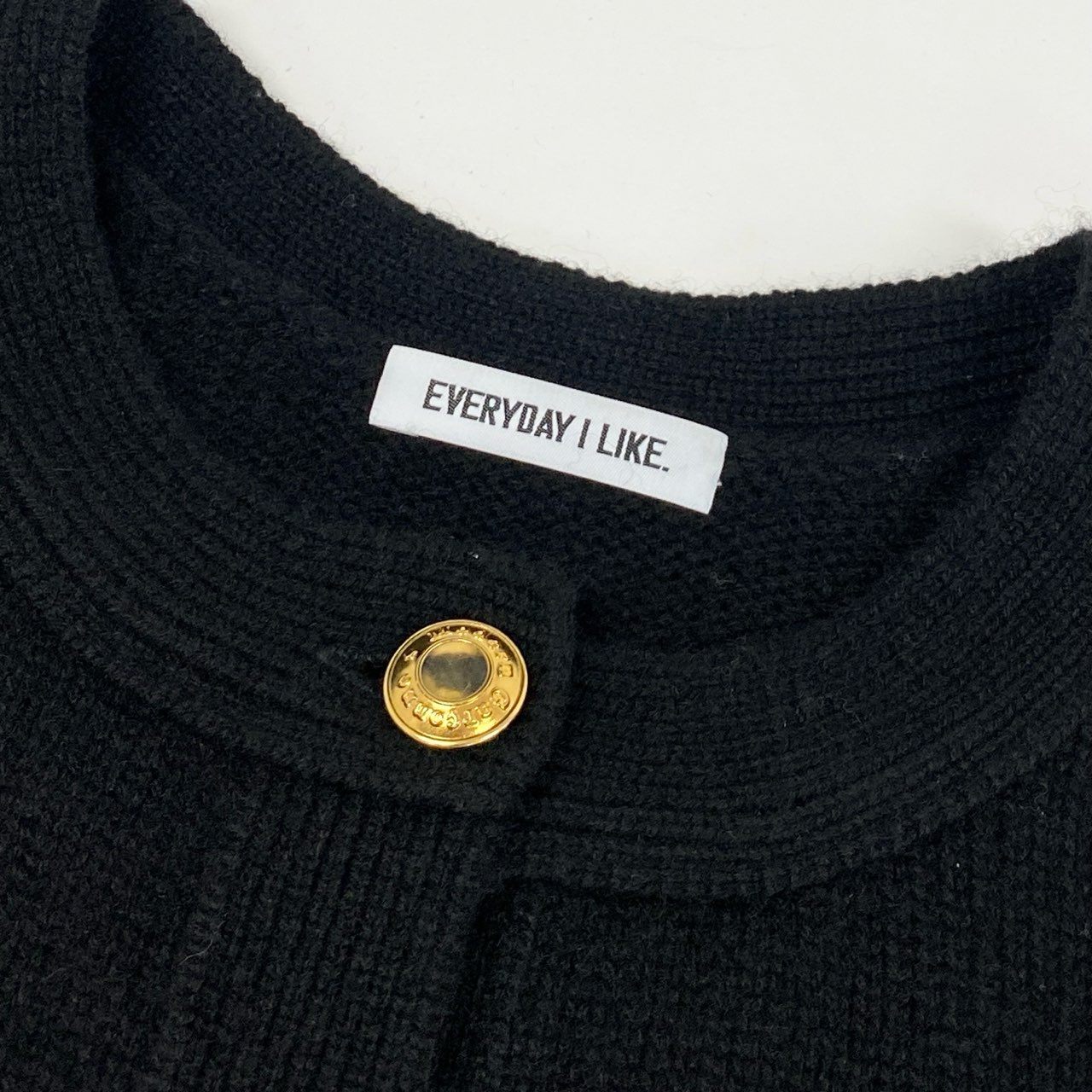 3l10《タグ付き》 Deuxieme Classe EVERYDAY I LIKE エブリデイアイライク カシミヤブレザー ニットカーディガン 金ボタン 22-010-520-8060 サイズF ブラック カシミヤ100% レディース