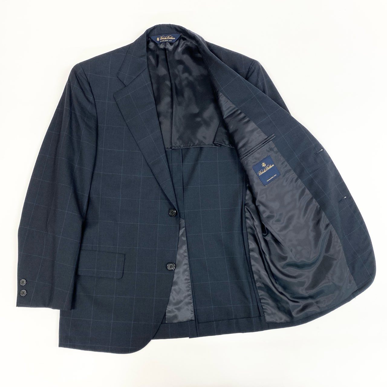 79j9 《美品》Brooks Brothers ブルックスブラザーズ スーツセットアップ 3釦スーツ ビジネス フォーマル テーラード スラックス 38サイズ ネイビー ブルー メンズo07t