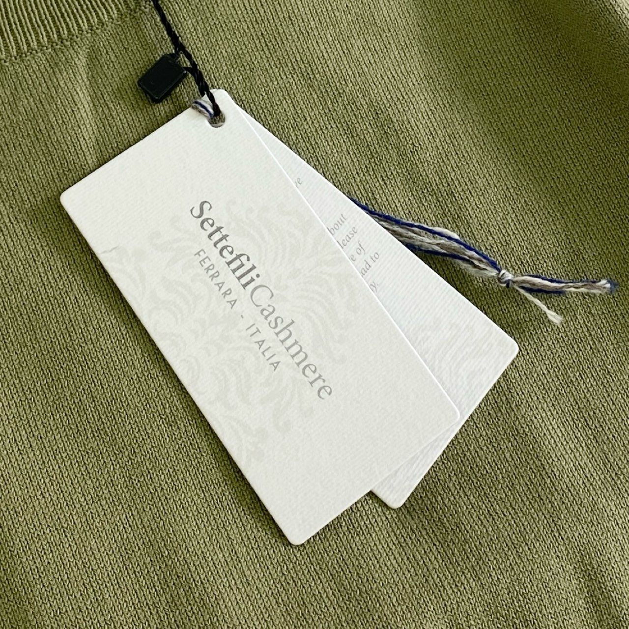 55j18 タグ付 Settefili Cashmere セッテフィーリカシミア BR別注 クルーネック コットンニット セーター イタリア製 FS332/1BR 44 カーキ