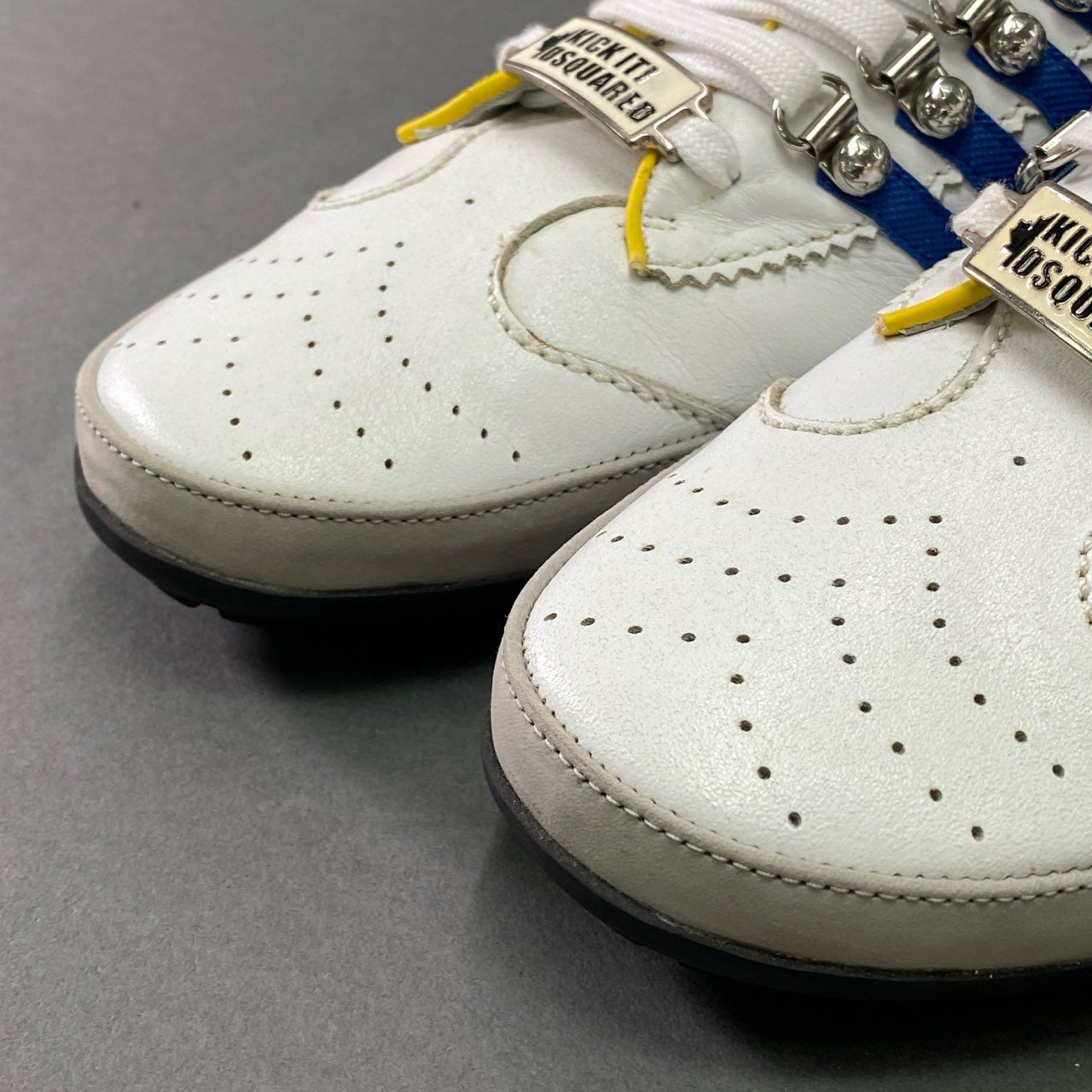 6b28 《タグ付き》 DSQUARED2 ディースクエアード ローカット レザースニーカー カウレザー 牛革 レースアップ メンズ 43 ホワイト 本革