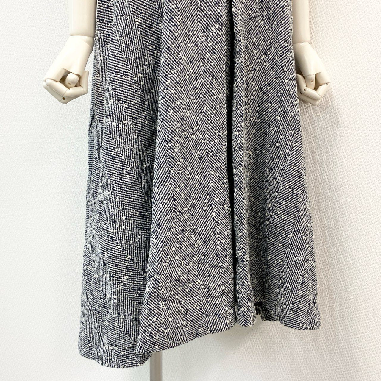 74c14 【美品】 sheller シェリエ トレンチドレス ノースリーブワンピース オケージョンワンピース ヘリンボーン ツイード SL174031003 F グレー
