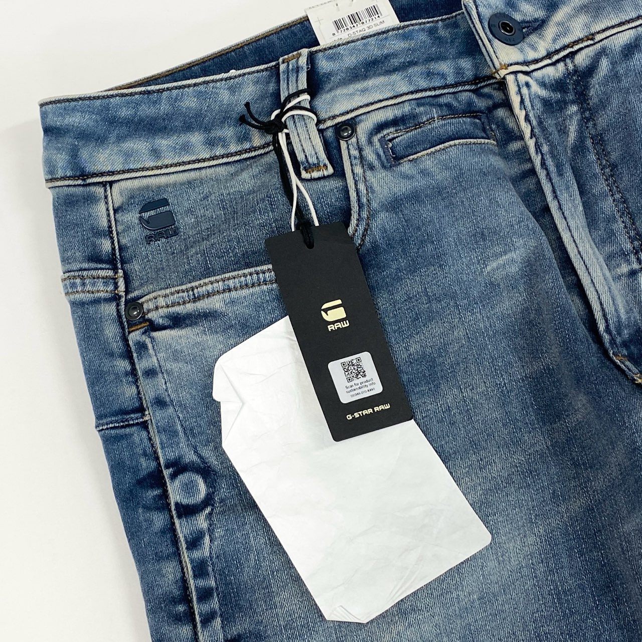 3g2 《未使用》 G-STAR RAW ジースターロウ 3D SLIM デニムパンツ ジーパン 立体裁断 ボトムス USED加工 D-STAQ 3D SLIM サイズW33 L32 ブルー メンズ 紳士服