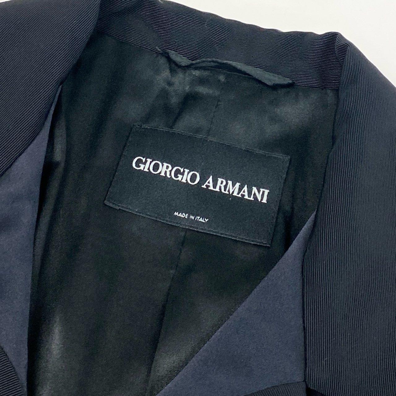 31d11 イタリア製 GIORGIO ARMANI ジョルジオアルマーニ チャイナデザイン ジャケット ブレザー サイズ42 光沢ネイビー レディース