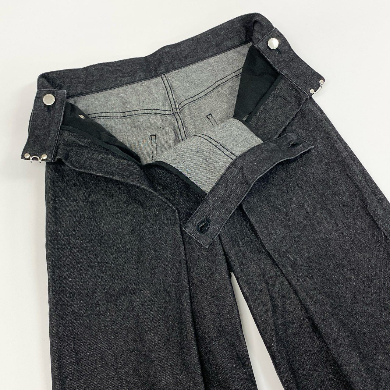 22f18 JOHN LAWRENCE SULLIVAN ジョンローレンスサリバン リキッドデニムパンツ ハイウエストパンツ ブラックデニム ジーパン 定番 JLSW-01-S サイズM グレー系 コットン100% レディース