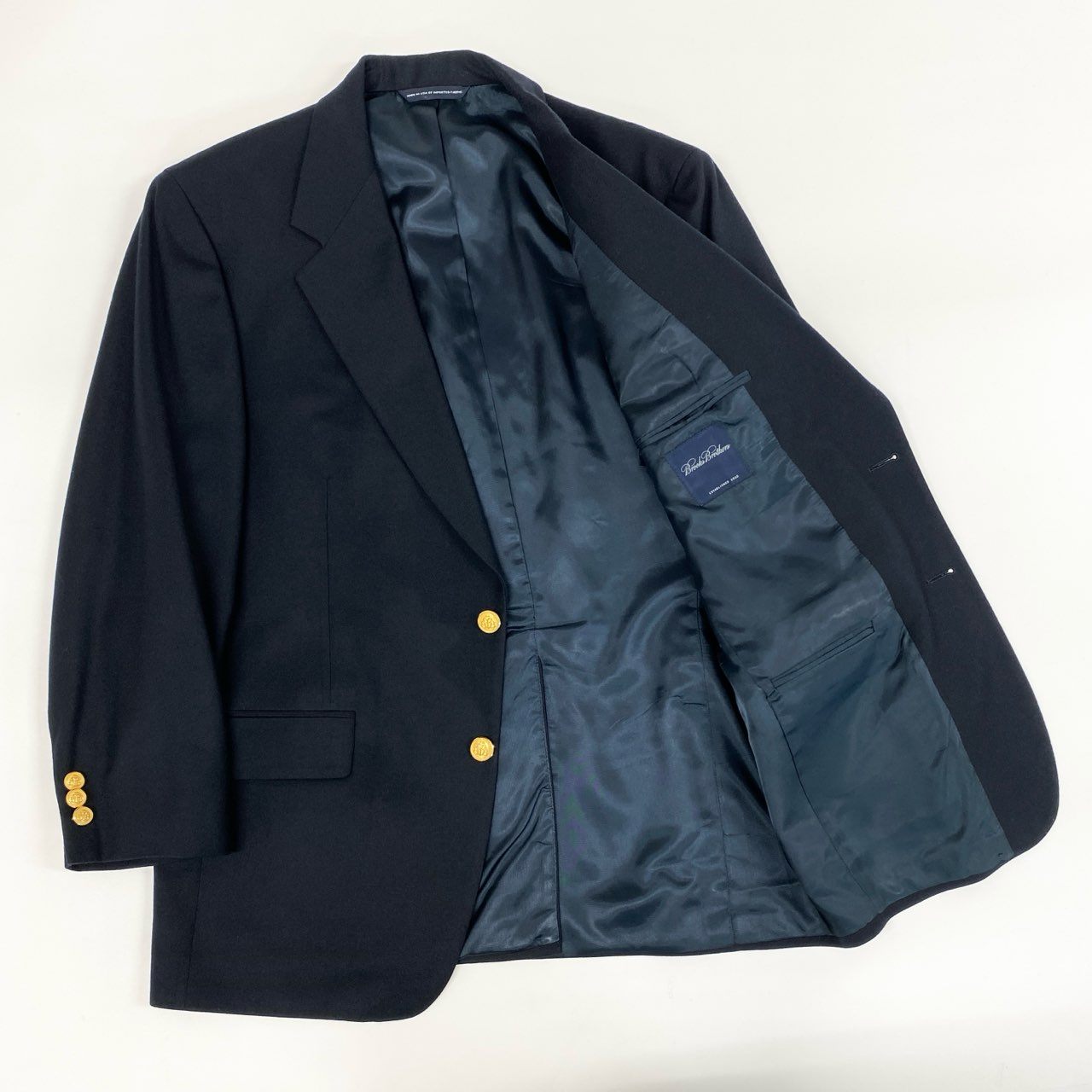 61g23 90s BROOKS BROTHERS ブルックスブラザーズ 金ボタン テーラードジャケット ブレザー 紺ブレ USA製 ネイビー ウールカシミヤ メンズ