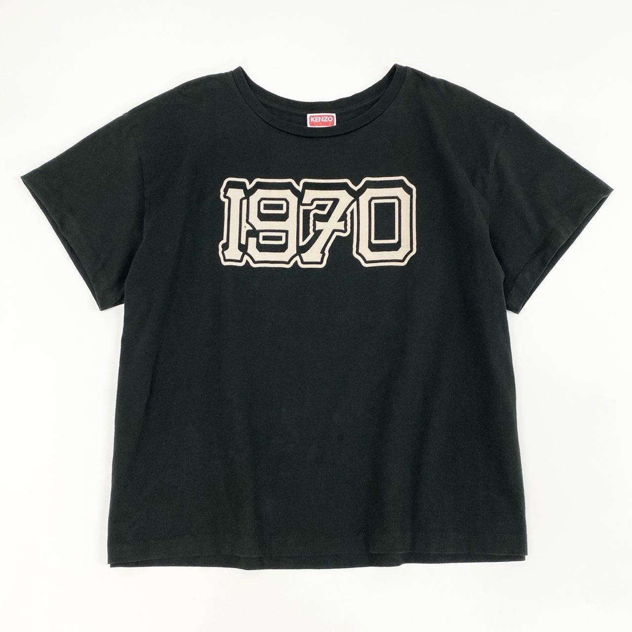 29d11 KENZO ケンゾー 22AW Varsity Boxy T-Shirt バーシティ ボクシー Tシャツ カットソー 半袖 FC65TS4274SC Mサイズ ブラック コットン