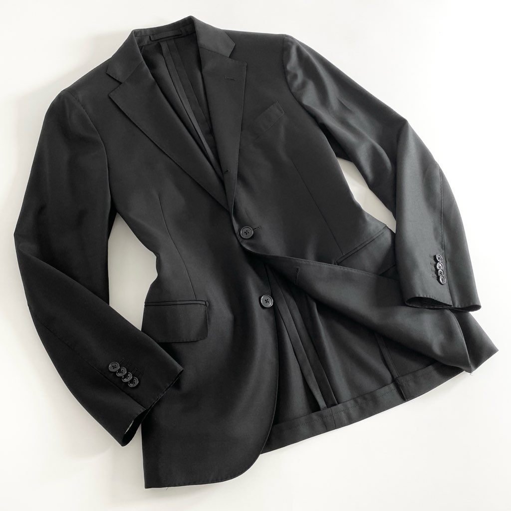 2d10 イタリア製 LARDINI ラルディーニ テーラードジャケット ブレザー JA32485AQ サイズ48 ブラック 無地 ウール100% メンズ 紳士服