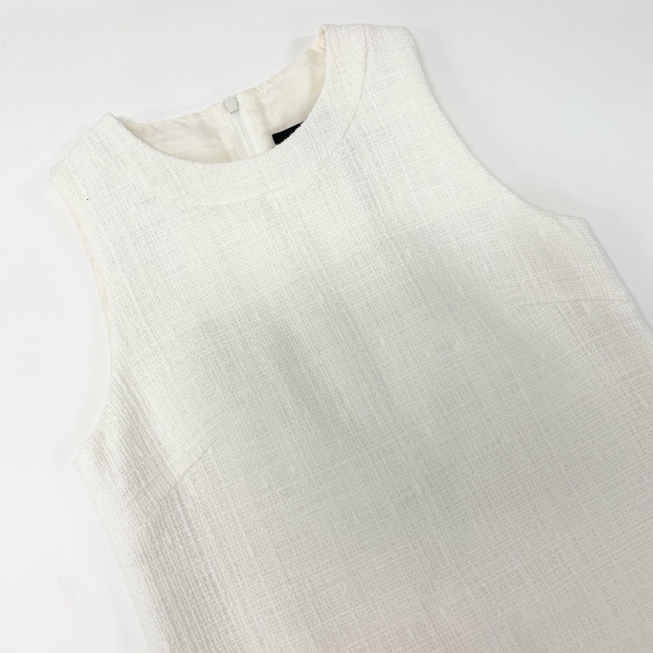 56j20 《極美品》 Theory セオリー セレモニースーツ ツイード生地 ノーカラージャケット ワンピース サイズ00 ホワイト レディース 入学式u02t