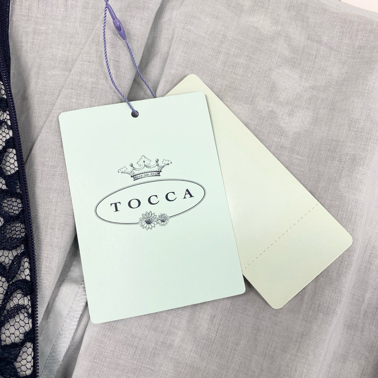74c14 【新品保管品】 TOCCA トッカ 半袖ワンピース レース 花柄ワンピース オケージョンワンピース フレンチスリーブ 6646806 0 ネイビー