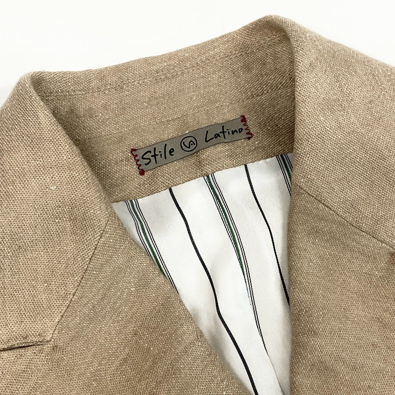 43f25 【美品】Stile Latino スティレラティーノ リネン100 ダブルブレスト ジレベスト ドレスジレ サイズ44 7R ベージュ メンズ 紳士 春夏 ベスト