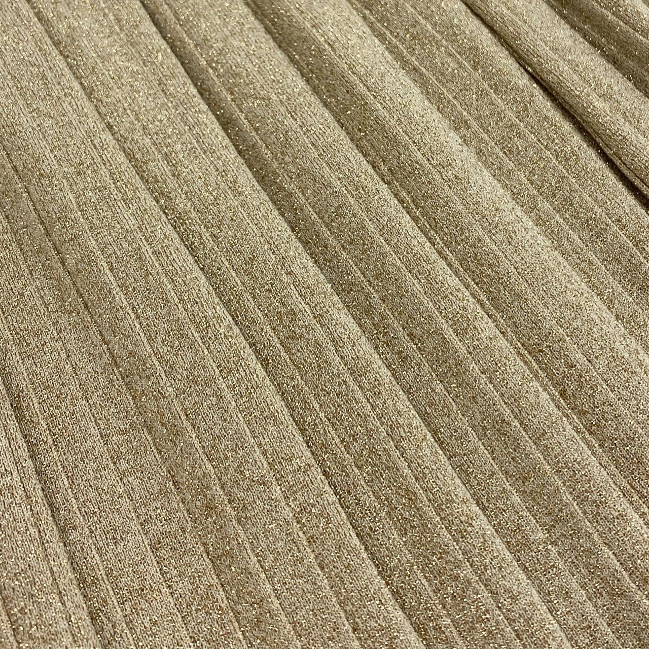 58k27 《美品》定価¥93,500 Drawer ドゥロワー ラメプリーツ ニットスカート F ゴールド イタリア素材 日本製 ボトムス