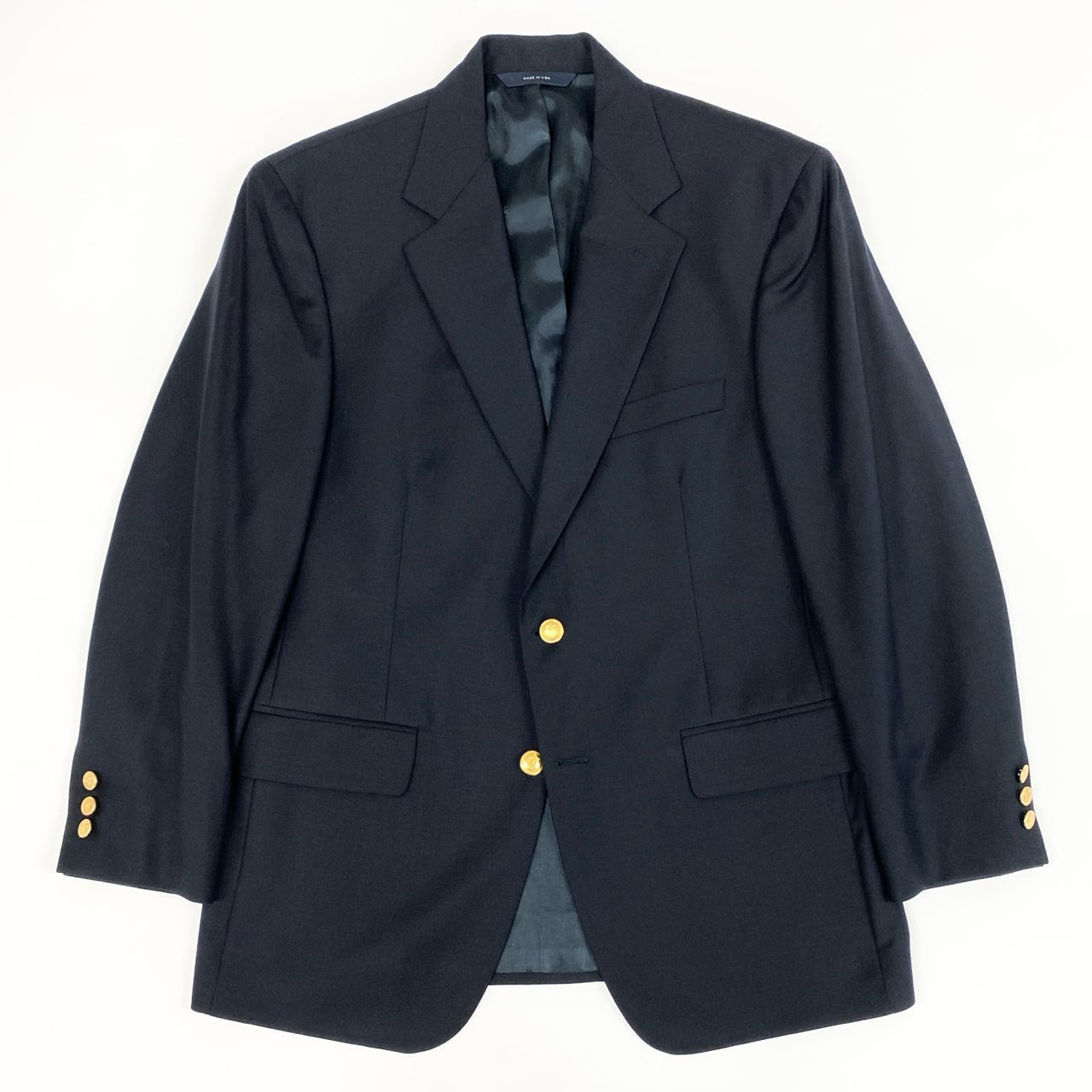 61g23 90s BROOKS BROTHERS ブルックスブラザーズ 金ボタン テーラードジャケット ブレザー 紺ブレ USA製 38 ネイビー メンズ