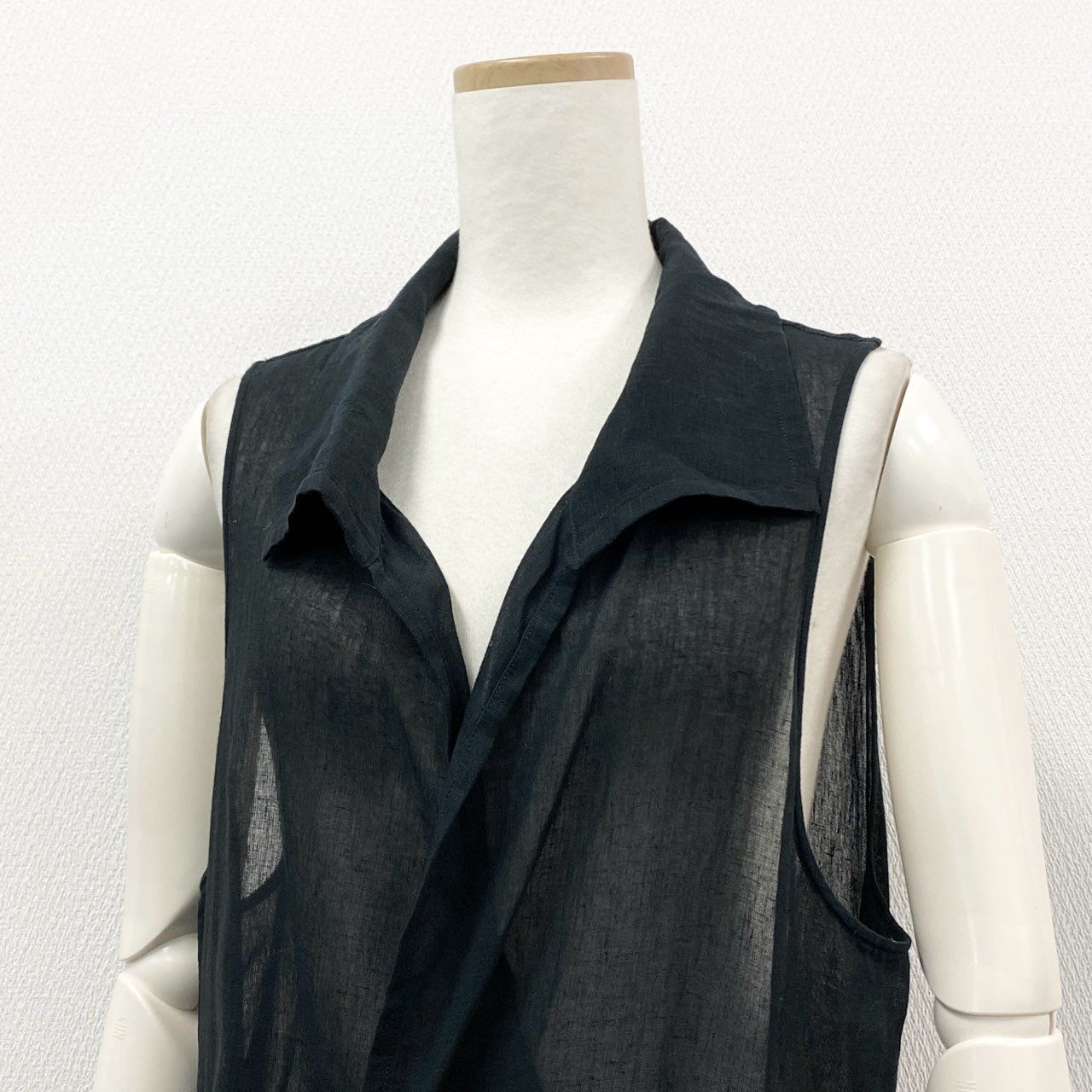 50l6 Y's Red Label ワイズ レッドレーベル 日本製 ロング ジレベスト 羽織 総リネン YD-D55-362 2 ブラック 麻100%