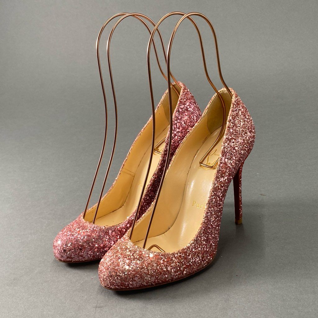 4d21 Christian Louboutin クリスチャン ルブタン グリッター パンプス ハイヒール 36 ピンク ラメ 結婚式 セレモニー パーティ