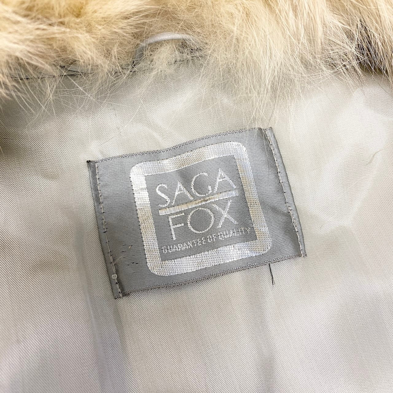 14c21 SAGA FOX サガフォックス 銀サガ ブルーフォックス ファーコート サイズ9 ホワイト 本毛皮 Blue Fox Fur Coatt18r
