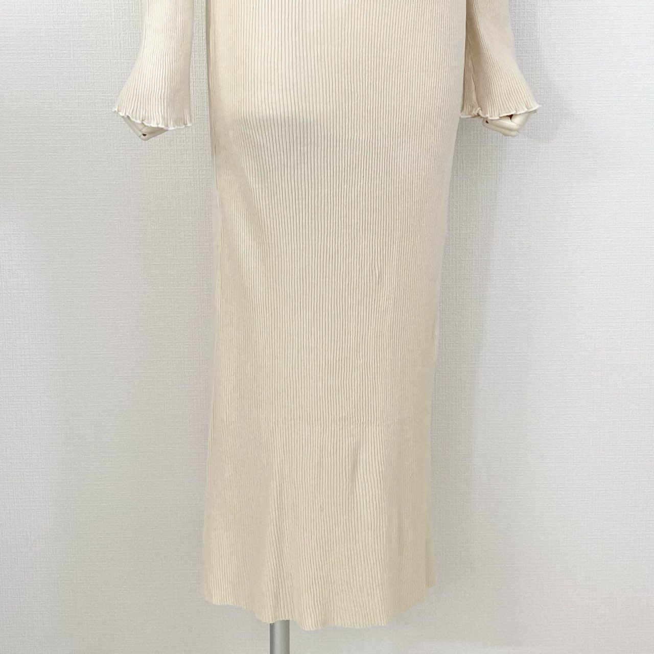 60i11 《タグ付》定価¥21,780 R JUBILEE アールジュビリー Sheer Rib Dress シアーリブドレス F アイボリー ワンピース 日本製
