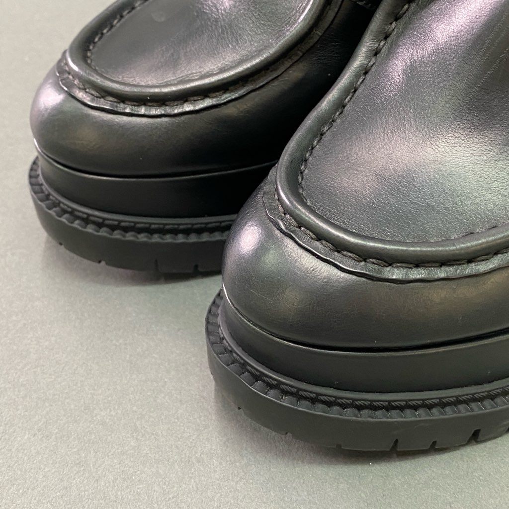 3d3 LOUIS VUITTON ルイヴィトン レザーヒールブーツ 37 1/2 ブラック Leather LV ブーティ シューズ イタリア製