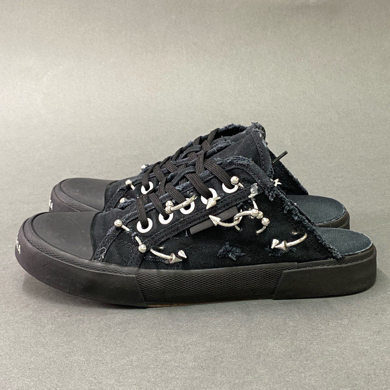 9a5 BALENCIAGA バレンシアガ 23AW MULE DEST PIERCING W ミュール ピアーシング 24.5cm ブラック デストロイピアス スニーカー サンダル シューズ