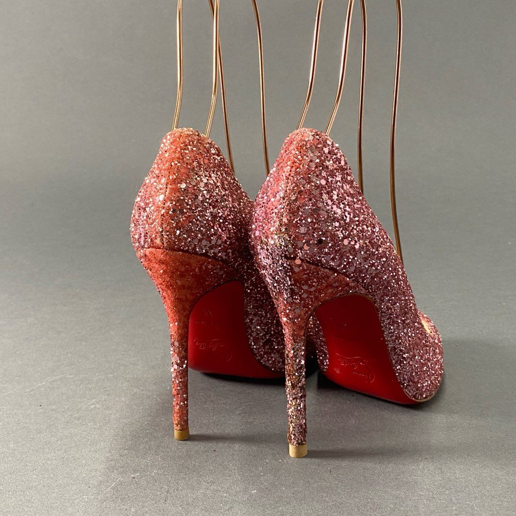 4d21 Christian Louboutin クリスチャン ルブタン グリッター パンプス ハイヒール 36 ピンク ラメ 結婚式 セレモニー パーティ