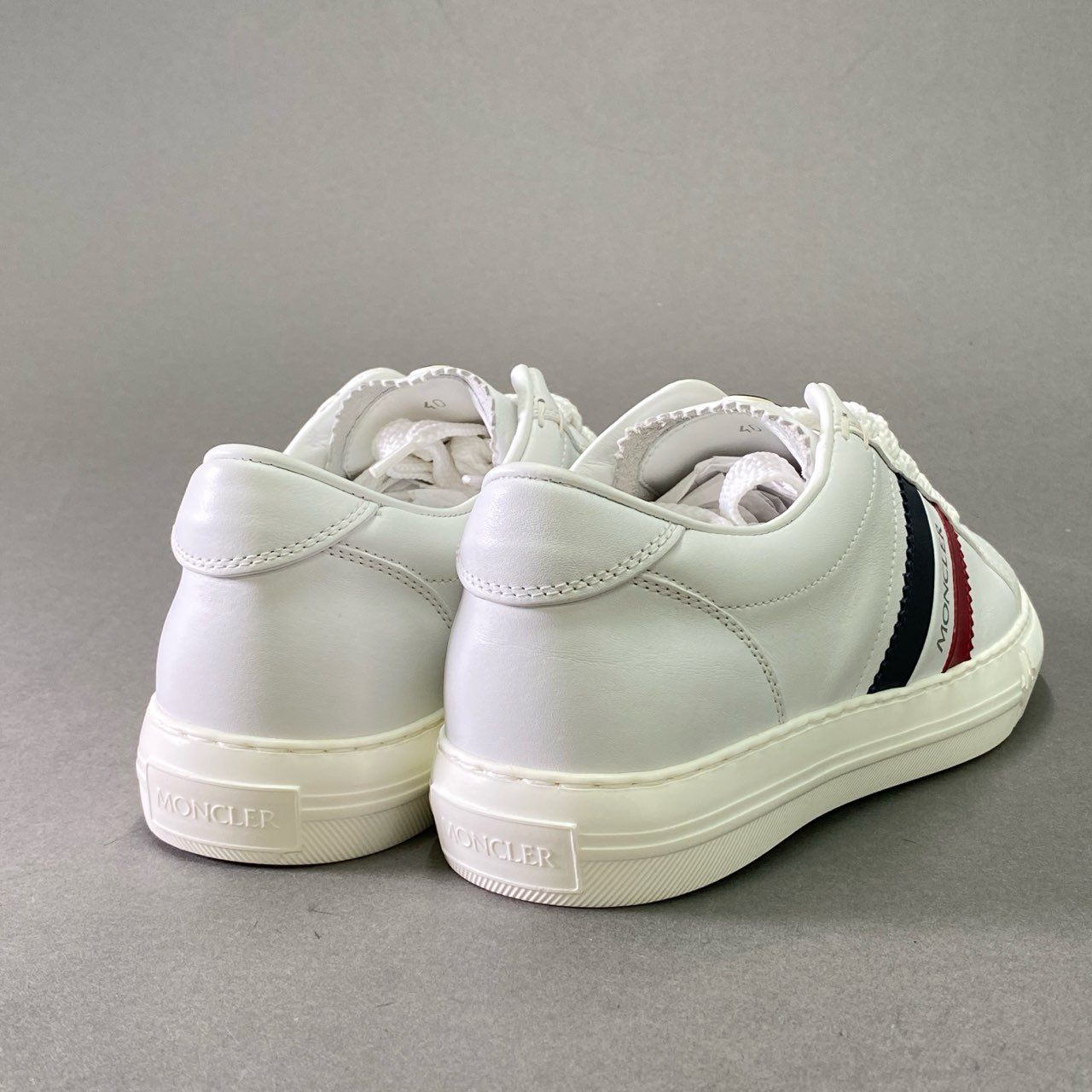 2d22 《未使用》 MONCLER モンクレール NEW MONACO ニューモナコ スニーカー 40 ホワイト レザー トリコロール 軽量 シューズ 箱付き