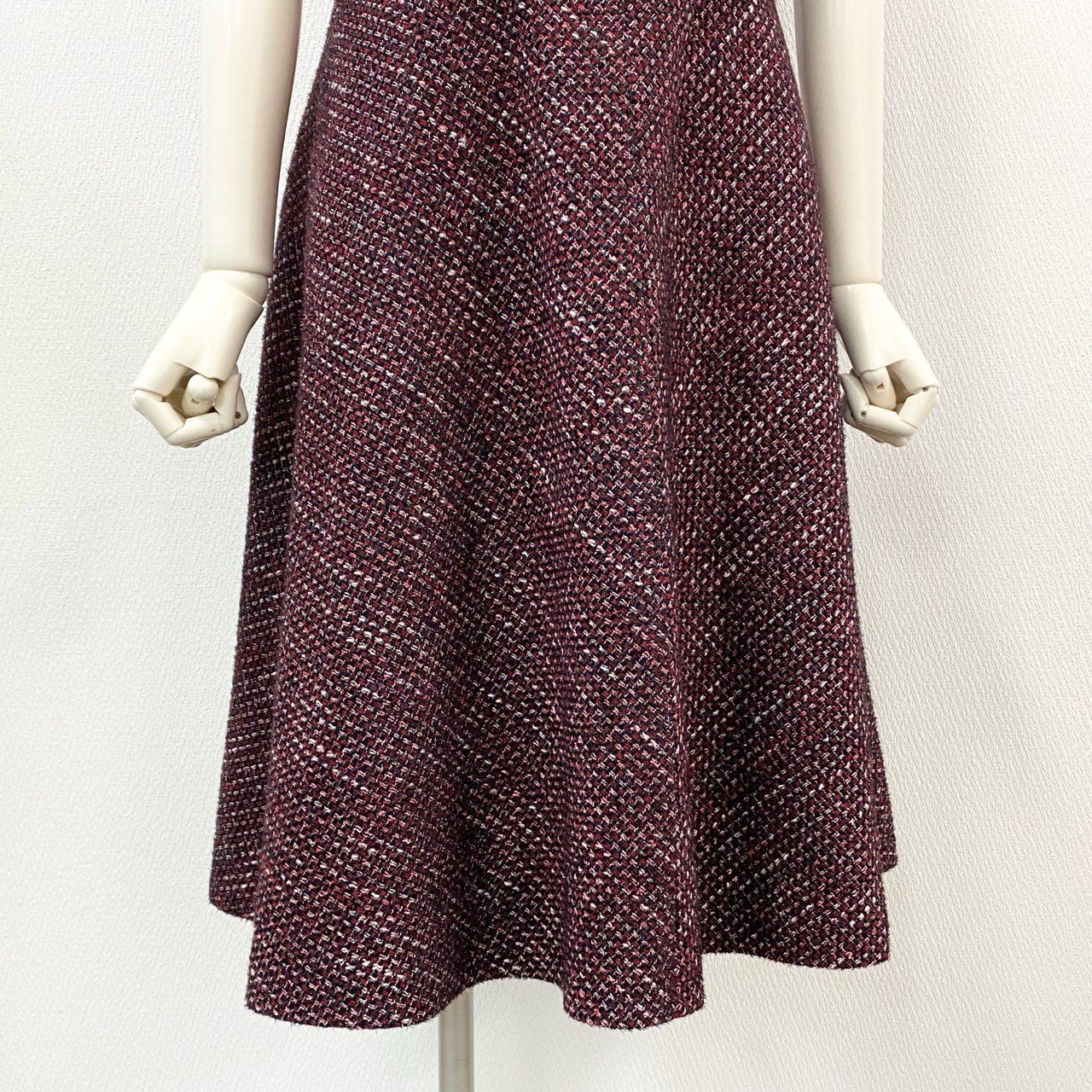 42a23 《美品》 Rene ルネ ラメ入り ツイードワンピース ノースリーブ 6936740 36 レッド DRESS ドレス 日本製