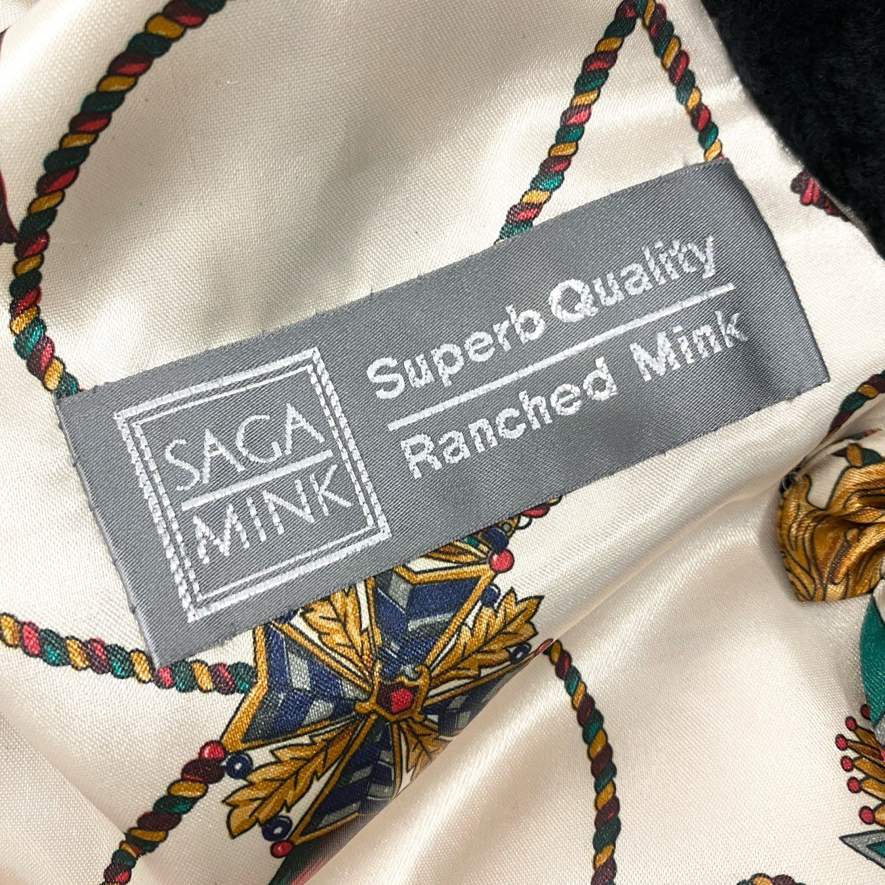87L17 SAGA MINK サガミンク 銀サガ シェアードミンク ロングコート サイズF ブラック 最高級本毛皮 総柄裏地 MINK FUR ポケット有t18r