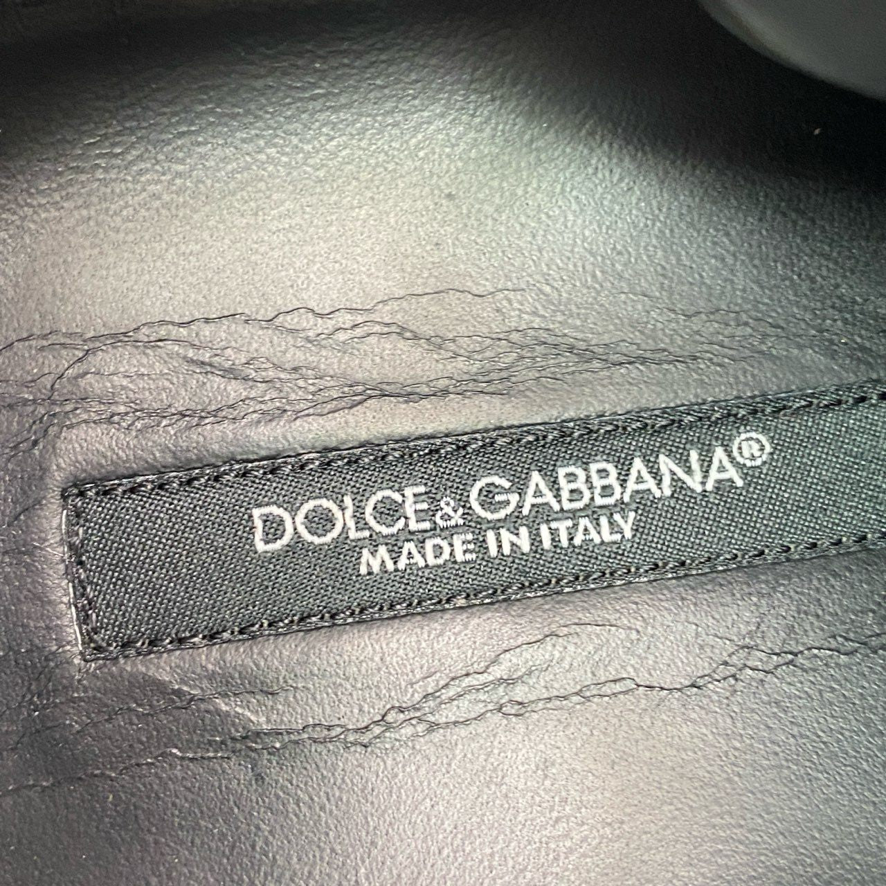 4e2 【イタリア製】DOLCE&GABBANA ドルチェ&ガッバーナ レザースニーカー ローカットスニーカー サイズ7 ブラック レザー メンズ 男性用 靴